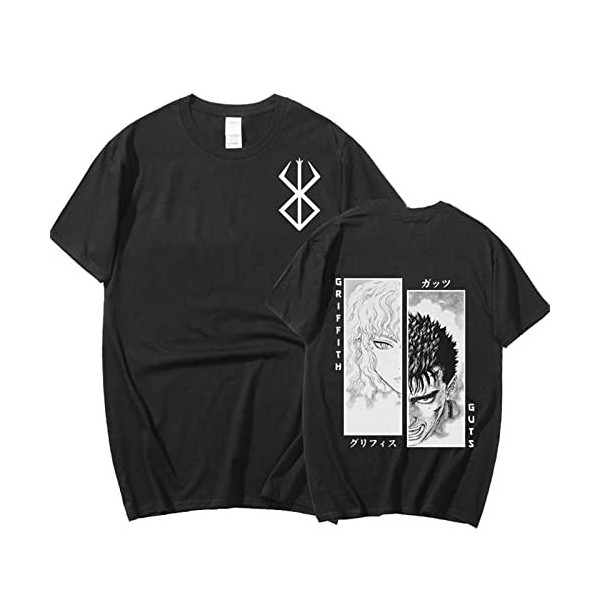 MR.YATCLS Berserk Tshirt - Anime Japonais Manga Berserk Guts & Griffith T-Shirt Imprimé Unisexe - Anime Cosplay Costume Col R