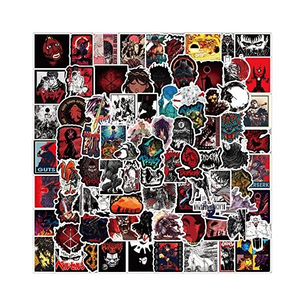 LYLSDSB Lot de 100 autocollants Anime Berserk - En vinyle imperméable - Pour ordinateur portable, bouteille deau, voiture, m