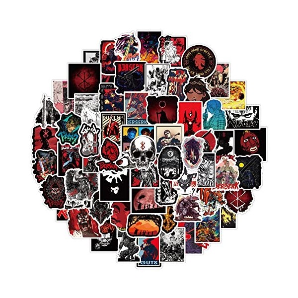LYLSDSB Lot de 100 autocollants Anime Berserk - En vinyle imperméable - Pour ordinateur portable, bouteille deau, voiture, m