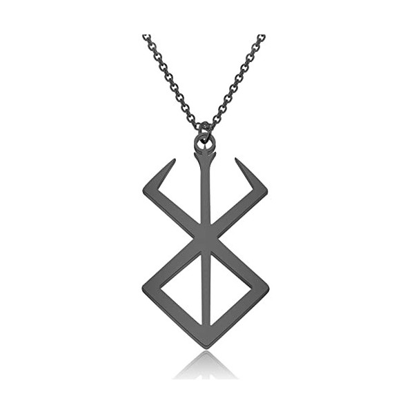 Viking Jewelry Collier avec pendentif rune en acier inoxydable, 2.5 cm * 4.3, S