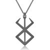 Viking Jewelry Collier avec pendentif rune en acier inoxydable, 2.5 cm * 4.3, S