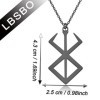 Viking Jewelry Collier avec pendentif rune en acier inoxydable, 2.5 cm * 4.3, S