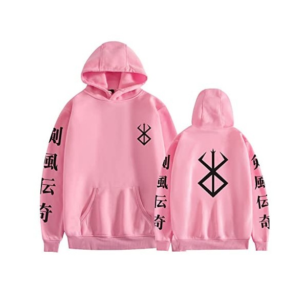 jiminhope Sweat à Capuche Berserk Unisexe Anime imprimé Pull Sweat à Capuche à Manches Longues décontracté Guts Anime Cosplay