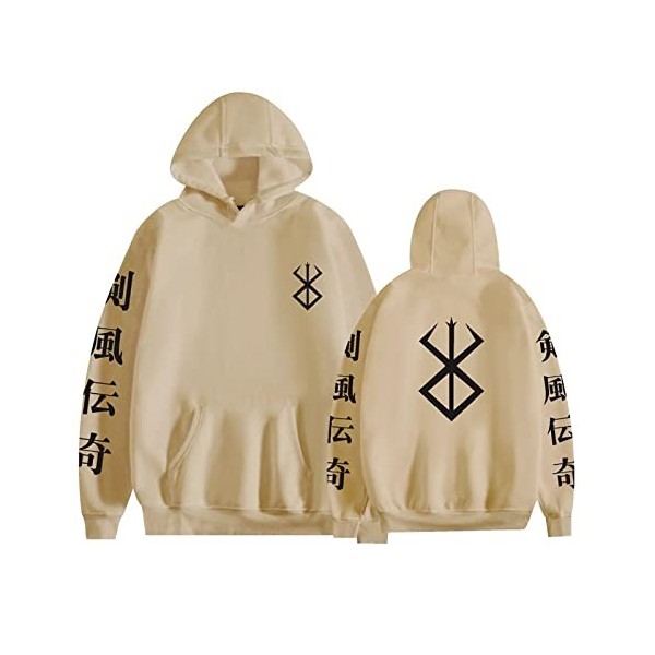 jiminhope Sweat à Capuche Berserk Unisexe Anime imprimé Pull Sweat à Capuche à Manches Longues décontracté Guts Anime Cosplay