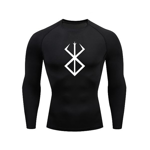 Fosike Berserk Manga T-Shirt Imprimé Manches Longues Séchage Rapide Vêtements Fitness Hommes Course À Pied Vêtements DEntraî