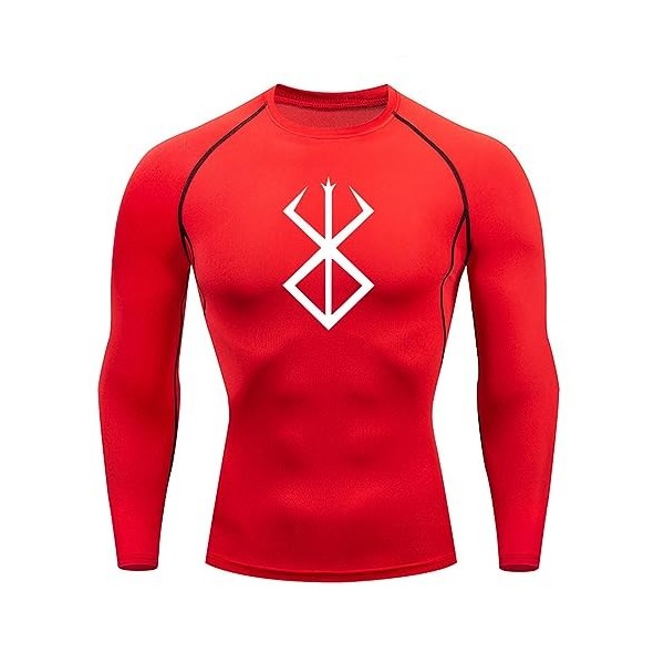 Fosike Berserk Manga T-Shirt Imprimé Manches Longues Séchage Rapide Vêtements Fitness Hommes Course À Pied Vêtements DEntraî