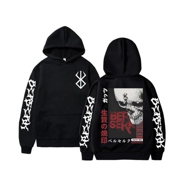flowereyes Berserk Sweat à Capuche Guts Pullover Harajuku Amples et décontractés Tops Berserk Sweatshirt Berserk Guts Vêtemen