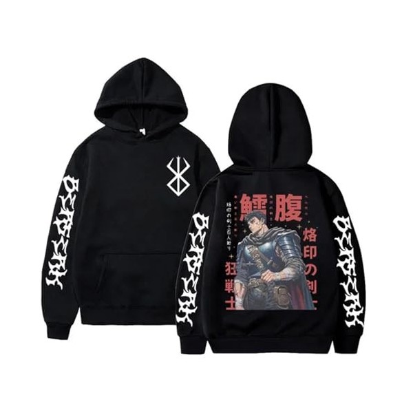flowereyes Berserk Sweat à Capuche Guts Pullover Harajuku Amples et décontractés Tops Berserk Sweatshirt Berserk Guts Vêtemen