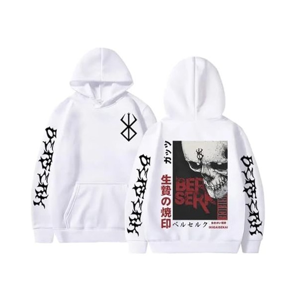 flowereyes Berserk Sweat à Capuche Guts Pullover Harajuku Amples et décontractés Tops Berserk Sweatshirt Berserk Guts Vêtemen