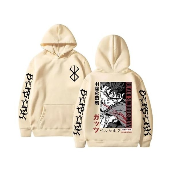 flowereyes Berserk Sweat à Capuche Guts Pullover Harajuku Amples et décontractés Tops Berserk Sweatshirt Berserk Guts Vêtemen