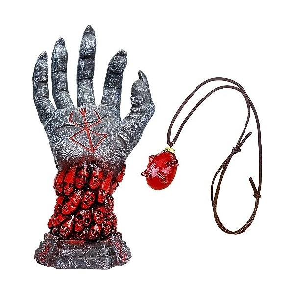 Yeooa Statue Berserk marionnette Main Anime Squelette Main Diable Collier décoratif Accessoires Main Squelette Cosplay Figuri