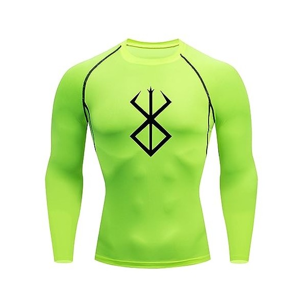 Fosike Berserk Manga T-Shirt Imprimé Manches Longues Séchage Rapide Vêtements Fitness Hommes Course À Pied Vêtements DEntraî