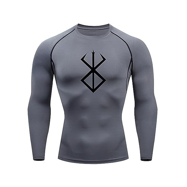 Fosike Berserk Manga T-Shirt Imprimé Manches Longues Séchage Rapide Vêtements Fitness Hommes Course À Pied Vêtements DEntraî
