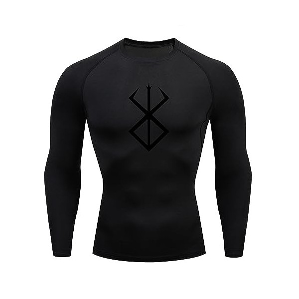Fosike Berserk Manga T-Shirt Imprimé Manches Longues Séchage Rapide Vêtements Fitness Hommes Course À Pied Vêtements DEntraî