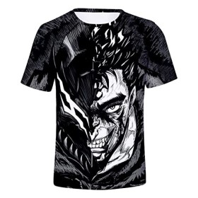 jiminhope Anime Berserk T-Shirt Guts Chemisier à Manches Courtes imprimé 3D Top Ample à col Rond
