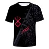 jiminhope Anime Berserk T-Shirt Guts Chemisier à Manches Courtes imprimé 3D Top Ample à col Rond