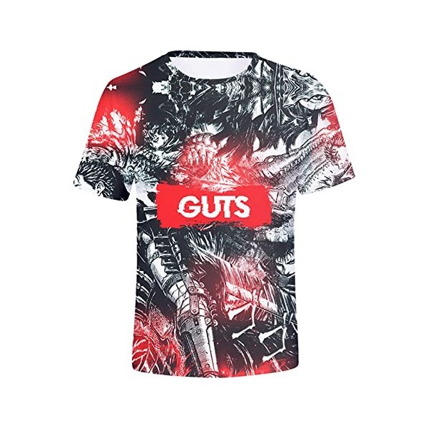 jiminhope Anime Berserk T-Shirt Guts Chemisier à Manches Courtes imprimé 3D Top Ample à col Rond