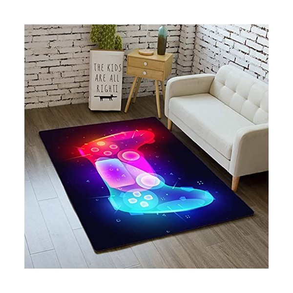 Tapis Chambre Moderne Gamer 3D Manette Ado Enfant Garcon Tapis De Salon Antiderapant Graffiti Console De Jeu Décoration Tapis