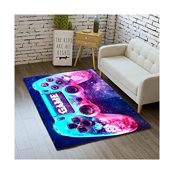 Tapis Chambre Moderne Gamer 3D Manette Ado Enfant Garcon Tapis De Salon Antiderapant Graffiti Console De Jeu Décoration Tapis