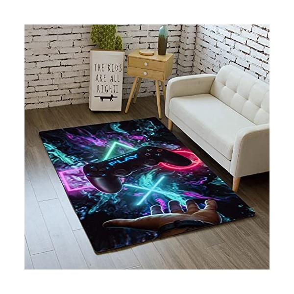 Tapis Chambre Moderne Gamer 3D Manette Ado Enfant Garcon Tapis De Salon Antiderapant Graffiti Console De Jeu Décoration Tapis