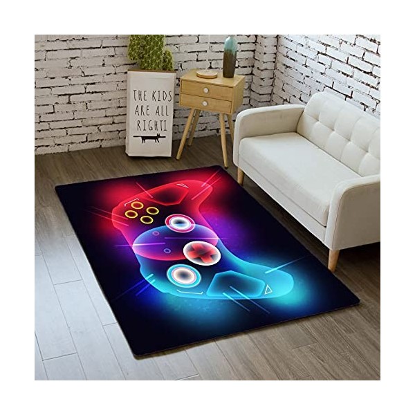 Tapis Chambre Moderne Gamer 3D Manette Ado Enfant Garcon Tapis De Salon Antiderapant Graffiti Console De Jeu Décoration Tapis