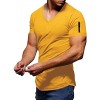 T-shirt pour homme - Blanc - T-shirt dété à manches courtes - Avec col en V - Respirant - Décontracté - T-shirt de sport pou