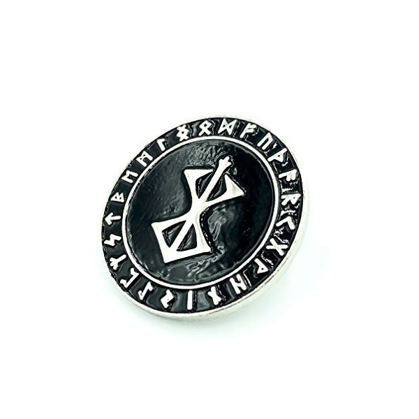 Patch Nation Berserk Berserker Marque de Sacrifice Rune Nordique Viking Argent Métal Pin Badge Broche