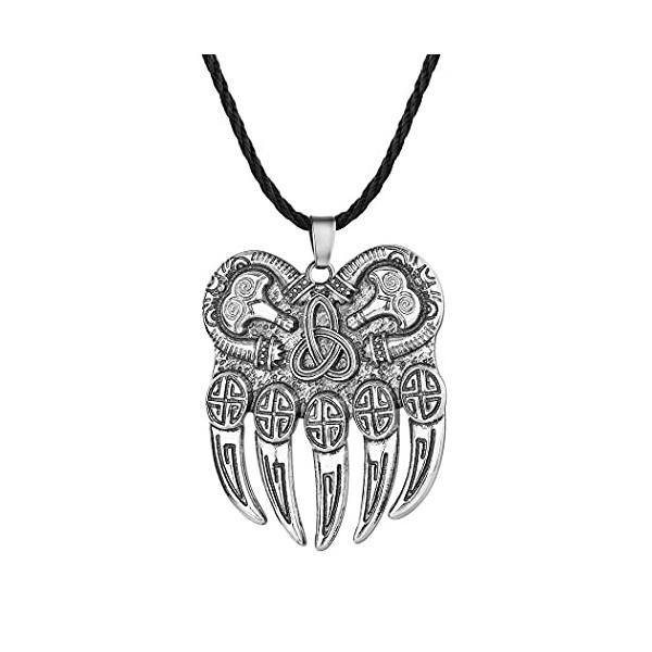 Chereda Berserker Collier avec pendentif en forme de patte dours viking pour homme et femme