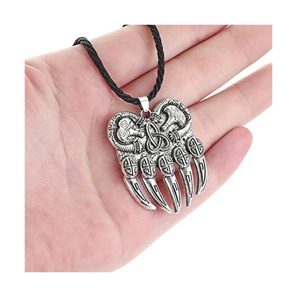 Chereda Berserker Collier avec pendentif en forme de patte dours viking pour homme et femme