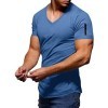 T-shirt pour homme - Blanc - T-shirt dété à manches courtes - Avec col en V - Respirant - Décontracté - T-shirt de sport pou