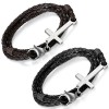 Flongo 2pcs Bracelet Cuir Alliage Résine Lien Poignet Croix Prière Rétro Design Unique Fantaisie Bijoux Cadeau pour Femme Hom