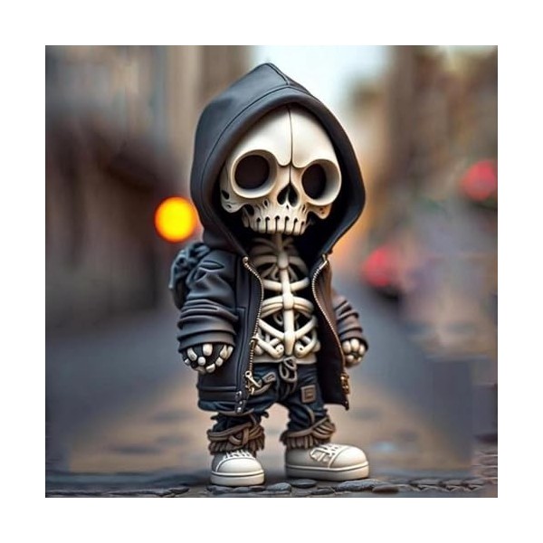 xinrongda Figurines Squelette Cool, Statue Résine Sculpture Mémorial Miniature Gothique, Resin Crafts Cute Statue Skeleton Me