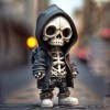 xinrongda Figurines Squelette Cool, Statue Résine Sculpture Mémorial Miniature Gothique, Resin Crafts Cute Statue Skeleton Me