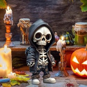 xinrongda Figurines Squelette Cool, Statue Résine Sculpture Mémorial Miniature Gothique, Resin Crafts Cute Statue Skeleton Me