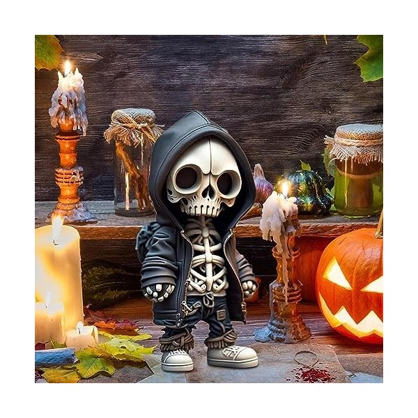 xinrongda Figurines Squelette Cool, Statue Résine Sculpture Mémorial Miniature Gothique, Resin Crafts Cute Statue Skeleton Me