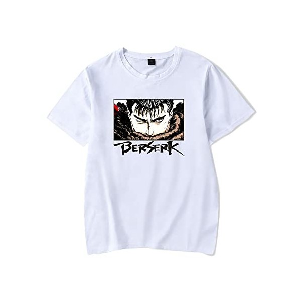 acsefire Anime Berserk T-Shirt Unisexe Mode dété Classique Sauvage col Rond à Manches Courtes Guts Dessin animé Manga imprim