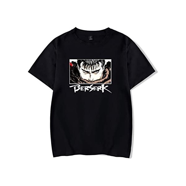 acsefire Anime Berserk T-Shirt Unisexe Mode dété Classique Sauvage col Rond à Manches Courtes Guts Dessin animé Manga imprim