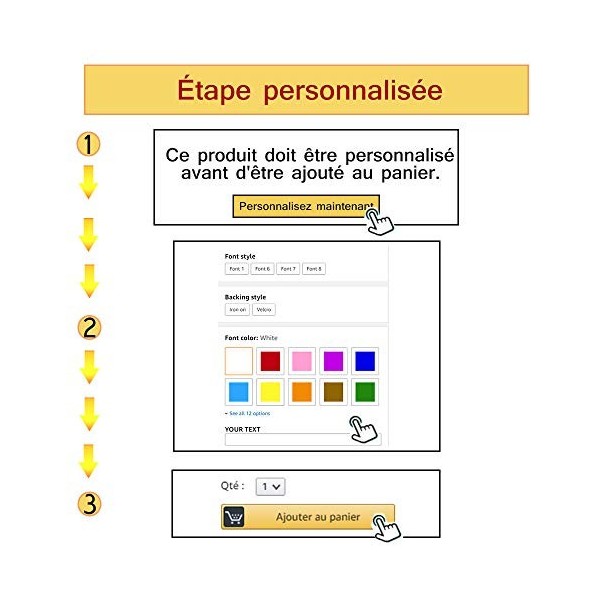 Rectangulaire Patch nom brodé personnalisé, étiquette pour badge de motard moto / fer sur / 10x2,5cm