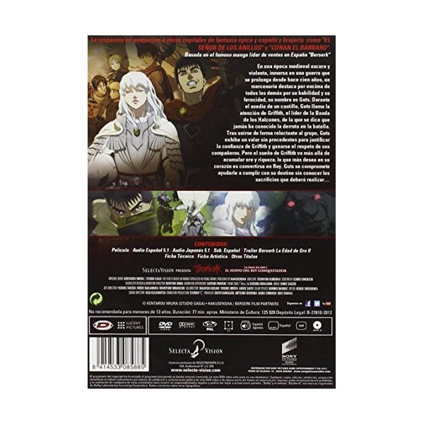 Berserk La Edad De Oro 1: El Huevo Del Rey Conquistador Edición Import Dvd 