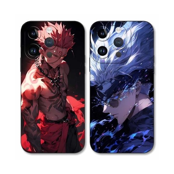 2 Pièces Coque pour Apple iPhone 15 PRO 6.1, avec Anime motif Jujutsu Kaisen Gojo Satoru Itadori Yuji Manga Antichoc TPU Si