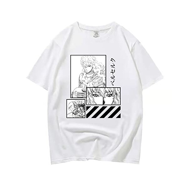 XSLGOGO Unisexe Berserk T-Shirt Guts Cosplay Costume Dété Pull À Manches Courtes pour Anime Berserk Fans Cadeau