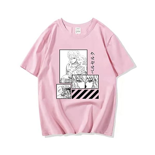 XSLGOGO Unisexe Berserk T-Shirt Guts Cosplay Costume Dété Pull À Manches Courtes pour Anime Berserk Fans Cadeau