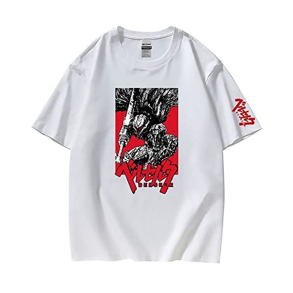 XSLGOGO Unisexe Berserk T-Shirt Guts Cosplay Costume Dété Pull À Manches Courtes pour Anime Berserk Fans Cadeau