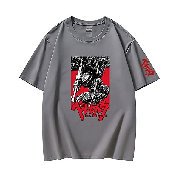 XSLGOGO Unisexe Berserk T-Shirt Guts Cosplay Costume Dété Pull À Manches Courtes pour Anime Berserk Fans Cadeau