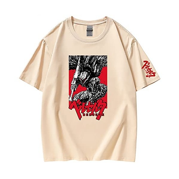 XSLGOGO Unisexe Berserk T-Shirt Guts Cosplay Costume Dété Pull À Manches Courtes pour Anime Berserk Fans Cadeau