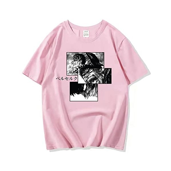 XSLGOGO Unisexe Berserk T-Shirt Guts Cosplay Costume Dété Pull À Manches Courtes pour Anime Berserk Fans Cadeau