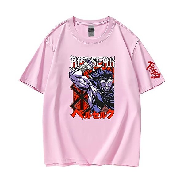 XSLGOGO Unisexe Berserk T-Shirt Guts Cosplay Costume Dété Pull À Manches Courtes pour Anime Berserk Fans Cadeau