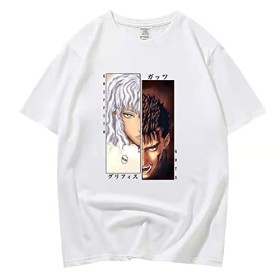 XSLGOGO Unisexe Berserk T-Shirt Guts Cosplay Costume Dété Pull À Manches Courtes pour Anime Berserk Fans Cadeau