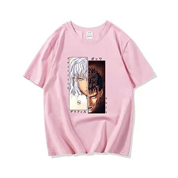 XSLGOGO Unisexe Berserk T-Shirt Guts Cosplay Costume Dété Pull À Manches Courtes pour Anime Berserk Fans Cadeau
