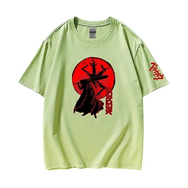 XSLGOGO Unisexe Berserk T-Shirt Guts Cosplay Costume Dété Pull À Manches Courtes pour Anime Berserk Fans Cadeau